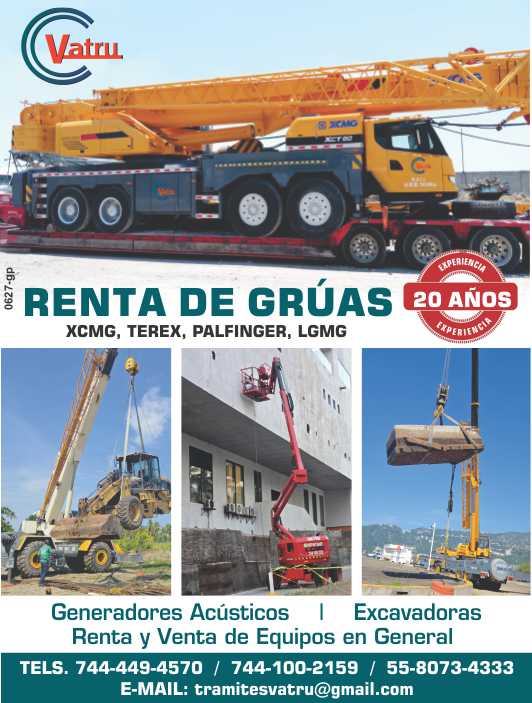 Gruas XCMG, TEREX, PALFINGER, LGMG en Renta. Generadores Acusticos, Excavadoras. Renta y Venta de Equipos en General.