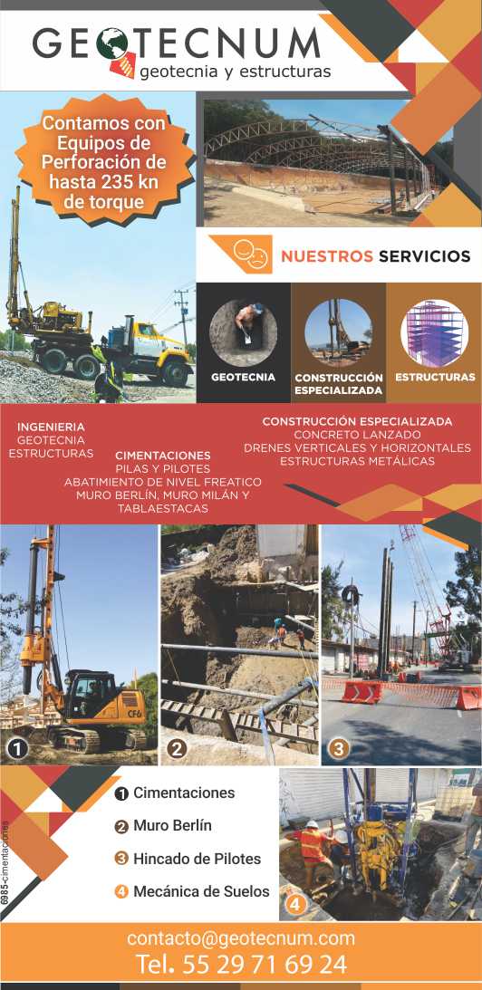 Servicios de consultoria y ejecucion de proyectos de geotecnia, estructuras, construccion especializada, instrumentacion.