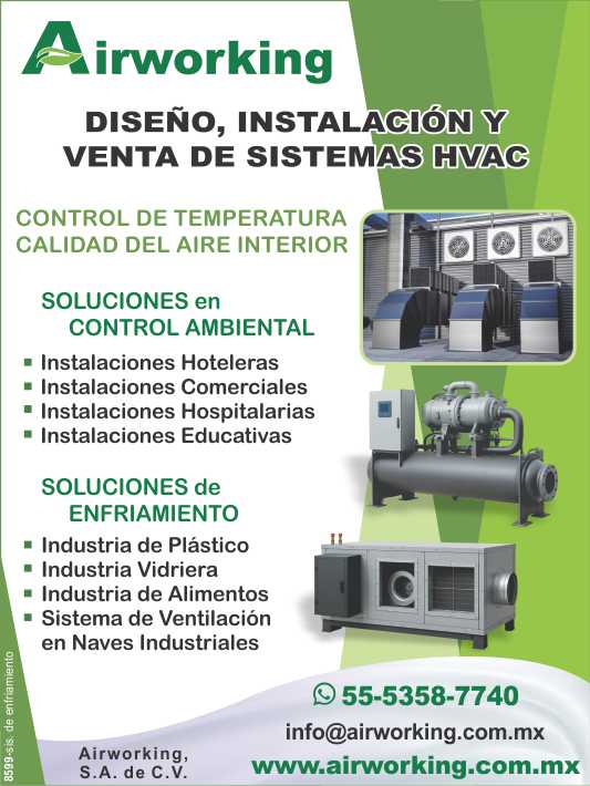 Sistemas de Enfriamiento de Procesos Industriales por Recirculacion de Agua Helada en la Industria del Plastico, Vidriera y de Alimentos. Diseño de Ingenieria de Sistemas de Ventilacion. Airworking