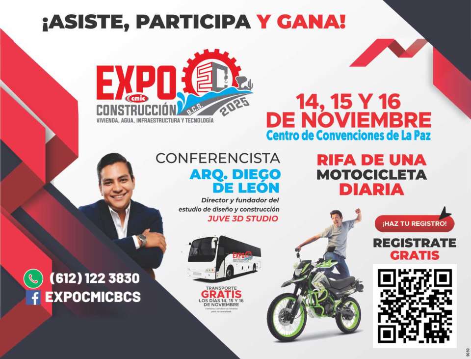 Expo Construccion CMIC 14, 15 y 16 de Noviembre 2025 Centro de Convenciones La Paz, B.C.S.