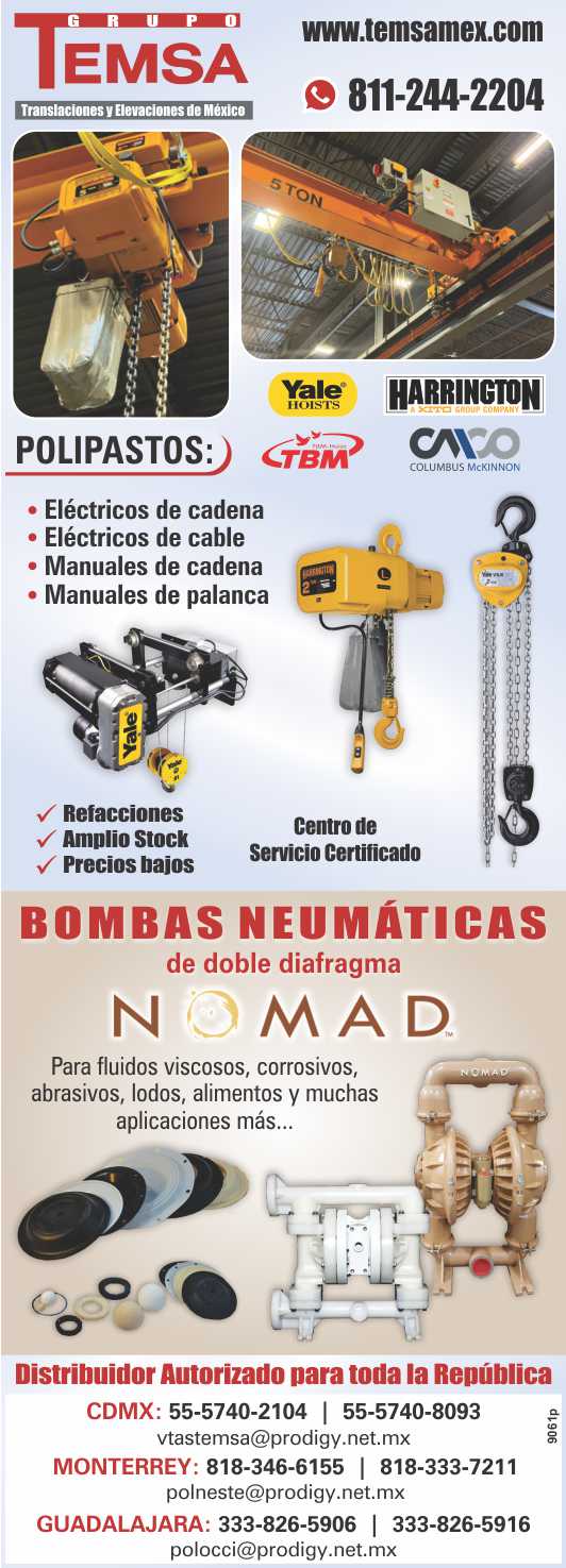 Lideres en venta de polipastos y bombas de doble diafragma, centro de servicio certificado y refacciones. Amplio stock y precios bajos.