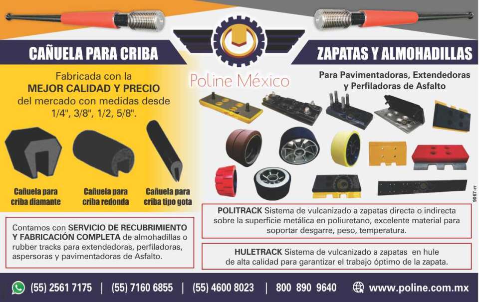 Cañuelas para cribas, fabricadas con la mejor calidad y precio Zapatas y almohadillas para pavimentadoras, extendedoras y perfiladoras de asfalto Servicio de recubrimiento y fabricacion completa
