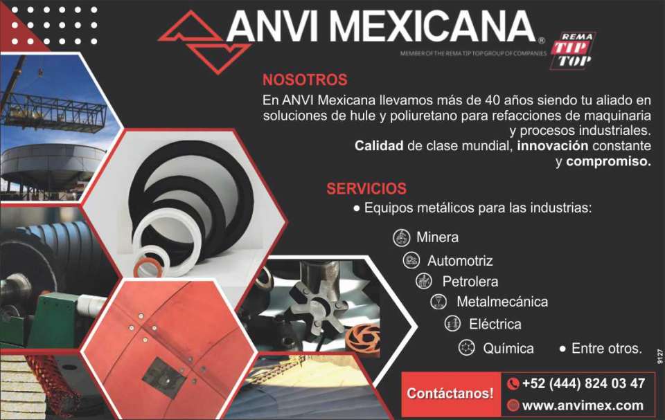 Soluciones de Hule y Poliuretano para refacciones de maquinaria y procesos industriales. Equipos metalicos para las Industrias: Minera, Automotriz, Petrolera, Metalmecanica, Electrica, Quimica.
